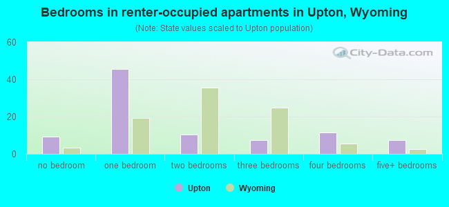 Bedrooms in renter-occupied apartments in Upton, Wyoming