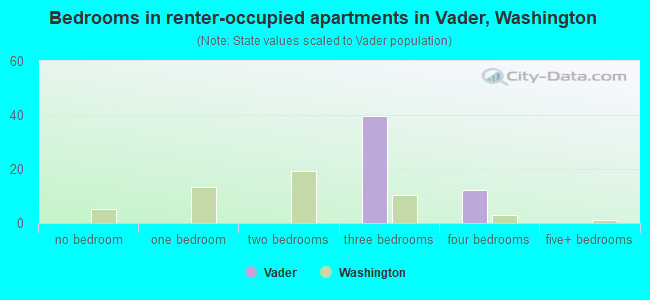 Bedrooms in renter-occupied apartments in Vader, Washington