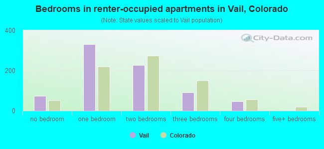Bedrooms in renter-occupied apartments in Vail, Colorado