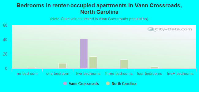 Bedrooms in renter-occupied apartments in Vann Crossroads, North Carolina