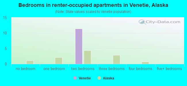 Bedrooms in renter-occupied apartments in Venetie, Alaska