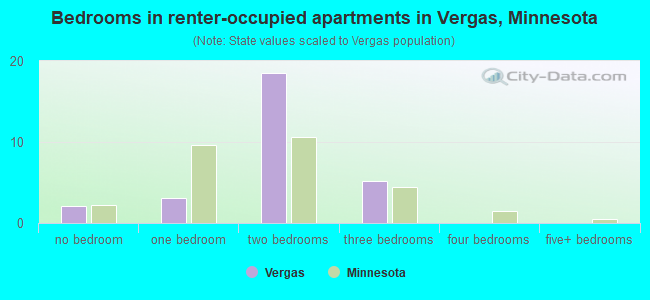 Bedrooms in renter-occupied apartments in Vergas, Minnesota