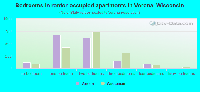 Bedrooms in renter-occupied apartments in Verona, Wisconsin