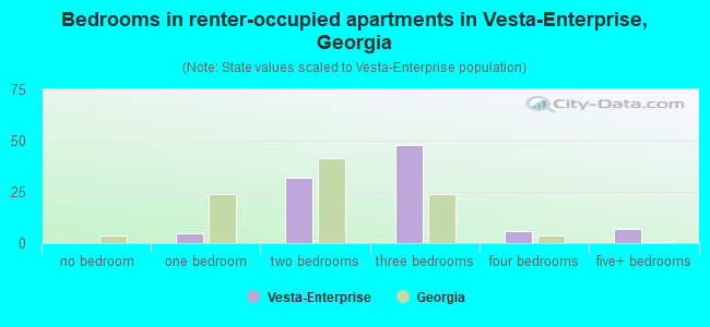 Bedrooms in renter-occupied apartments in Vesta-Enterprise, Georgia