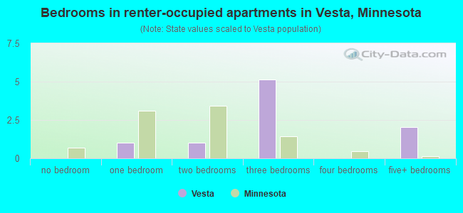 Bedrooms in renter-occupied apartments in Vesta, Minnesota