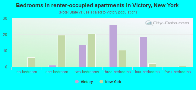 Bedrooms in renter-occupied apartments in Victory, New York