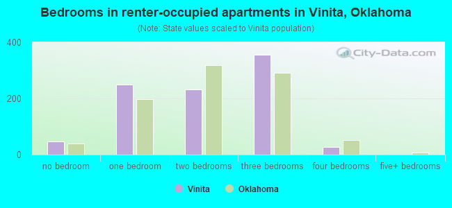 Bedrooms in renter-occupied apartments in Vinita, Oklahoma