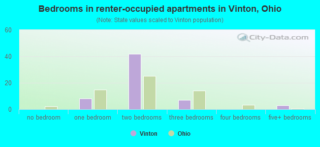 Bedrooms in renter-occupied apartments in Vinton, Ohio