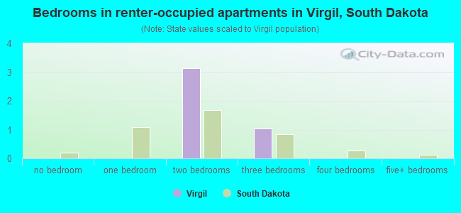 Bedrooms in renter-occupied apartments in Virgil, South Dakota