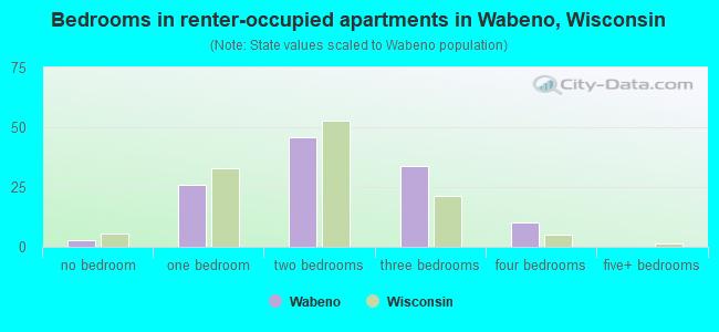 Bedrooms in renter-occupied apartments in Wabeno, Wisconsin