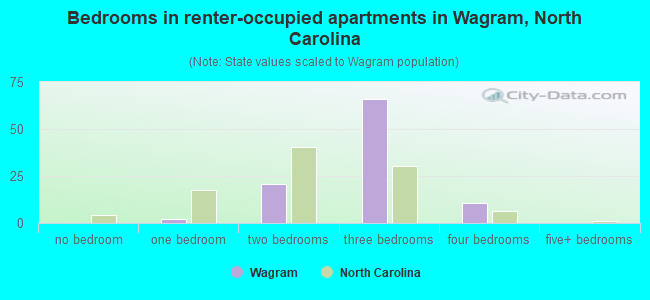Bedrooms in renter-occupied apartments in Wagram, North Carolina