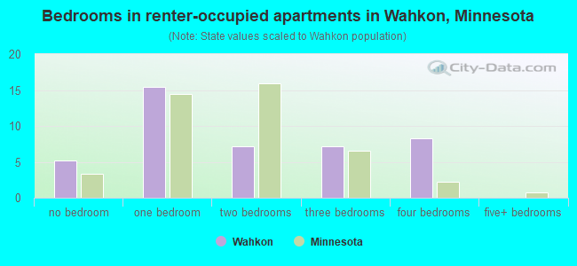 Bedrooms in renter-occupied apartments in Wahkon, Minnesota