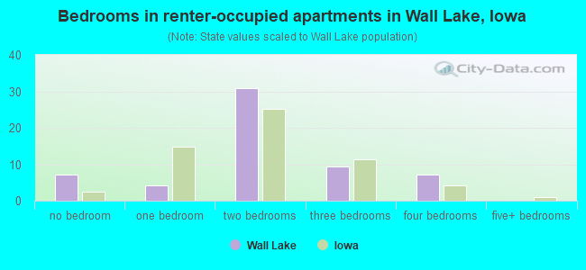 Bedrooms in renter-occupied apartments in Wall Lake, Iowa
