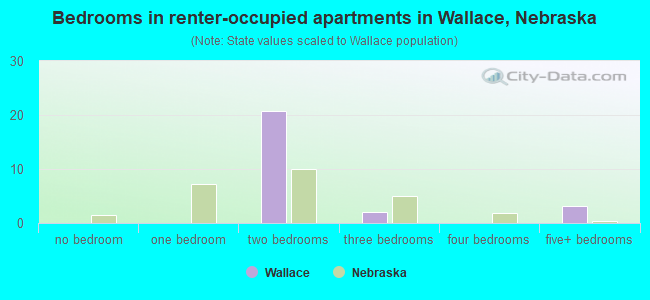 Bedrooms in renter-occupied apartments in Wallace, Nebraska