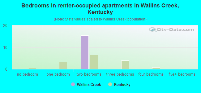 Bedrooms in renter-occupied apartments in Wallins Creek, Kentucky