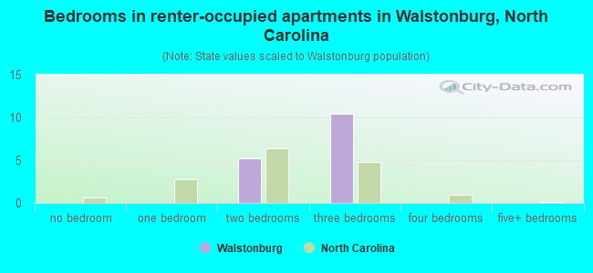 Bedrooms in renter-occupied apartments in Walstonburg, North Carolina