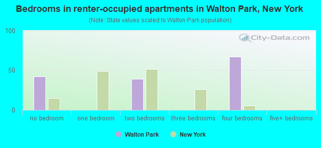 Bedrooms in renter-occupied apartments in Walton Park, New York