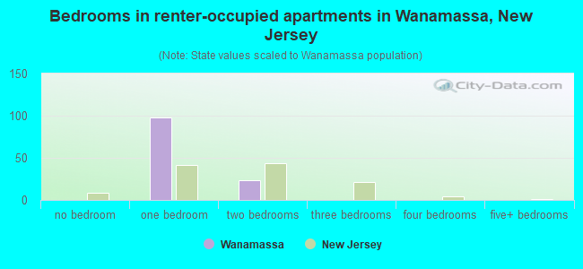 Bedrooms in renter-occupied apartments in Wanamassa, New Jersey