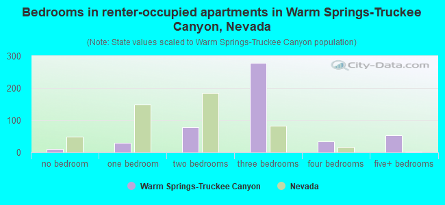Bedrooms in renter-occupied apartments in Warm Springs-Truckee Canyon, Nevada