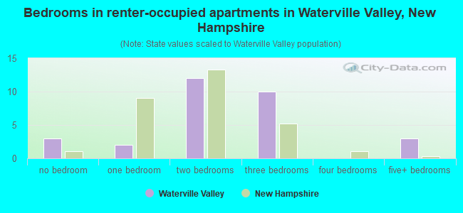 Bedrooms in renter-occupied apartments in Waterville Valley, New Hampshire