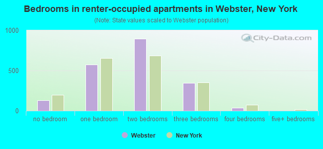 Bedrooms in renter-occupied apartments in Webster, New York