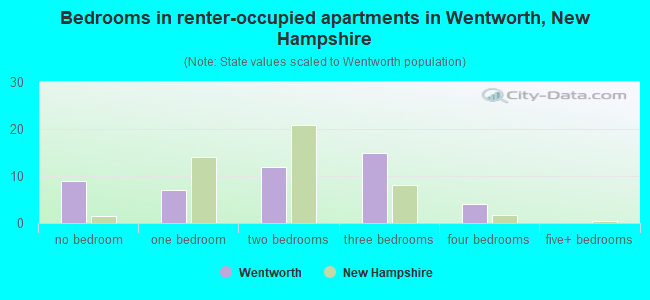 Bedrooms in renter-occupied apartments in Wentworth, New Hampshire
