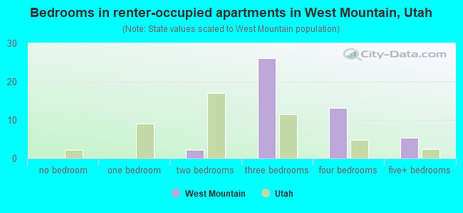 Bedrooms in renter-occupied apartments in West Mountain, Utah