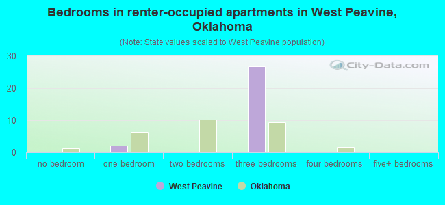 Bedrooms in renter-occupied apartments in West Peavine, Oklahoma