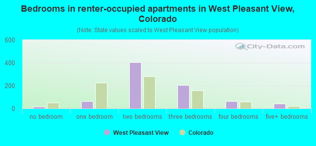 Bedrooms in renter-occupied apartments in West Pleasant View, Colorado