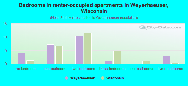 Bedrooms in renter-occupied apartments in Weyerhaeuser, Wisconsin