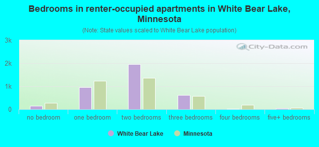 Bedrooms in renter-occupied apartments in White Bear Lake, Minnesota