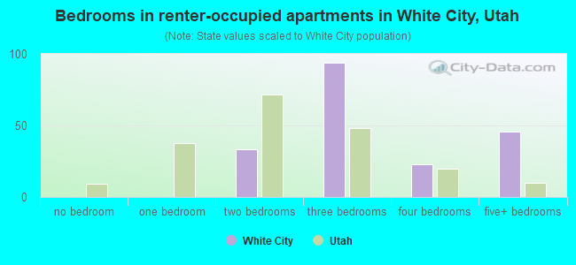 Bedrooms in renter-occupied apartments in White City, Utah