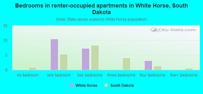 Bedrooms in renter-occupied apartments in White Horse, South Dakota