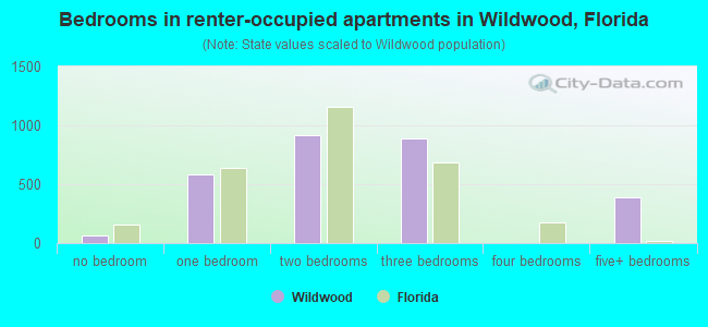 Bedrooms in renter-occupied apartments in Wildwood, Florida