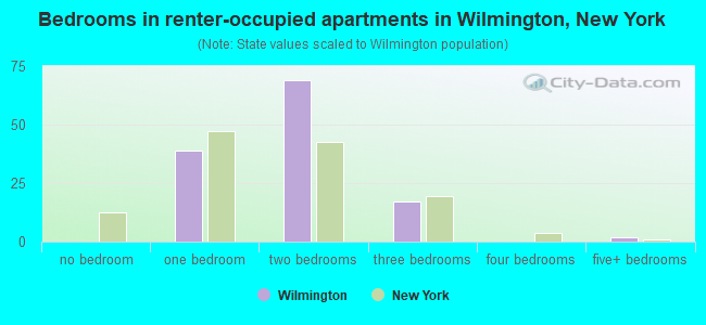 Bedrooms in renter-occupied apartments in Wilmington, New York