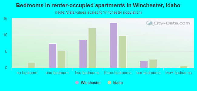 Bedrooms in renter-occupied apartments in Winchester, Idaho