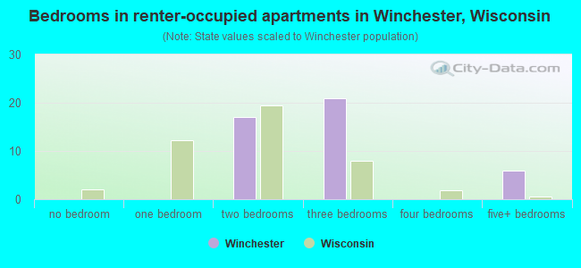 Bedrooms in renter-occupied apartments in Winchester, Wisconsin
