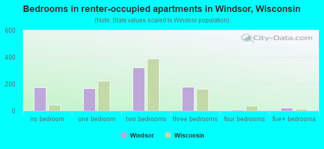 Bedrooms in renter-occupied apartments in Windsor, Wisconsin