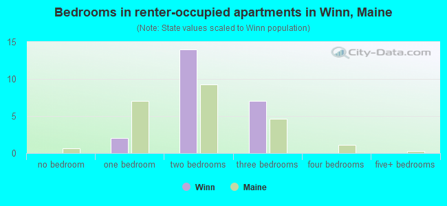 Bedrooms in renter-occupied apartments in Winn, Maine