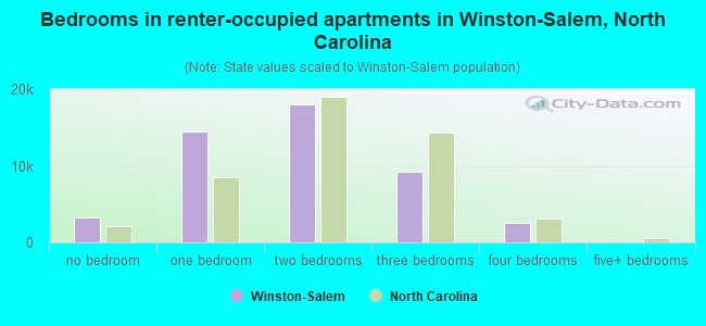 Bedrooms in renter-occupied apartments in Winston-Salem, North Carolina