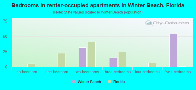 Bedrooms in renter-occupied apartments in Winter Beach, Florida