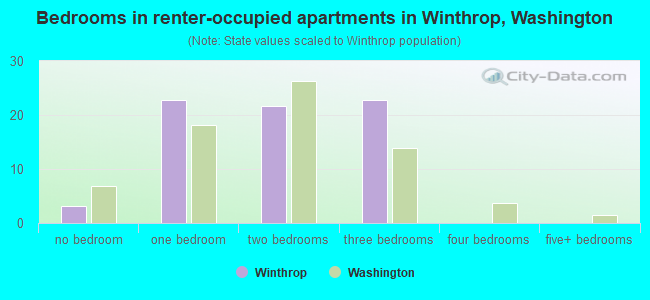 Bedrooms in renter-occupied apartments in Winthrop, Washington