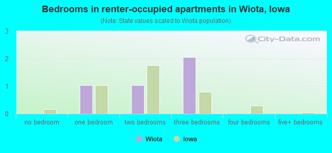 Bedrooms in renter-occupied apartments in Wiota, Iowa