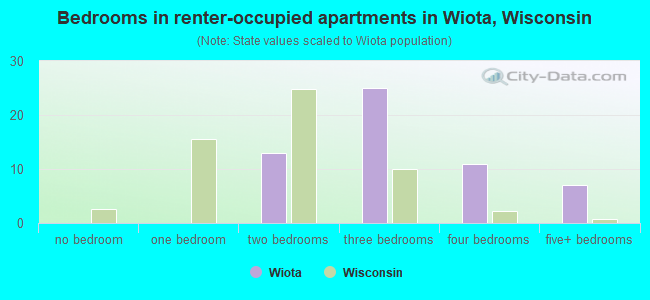 Bedrooms in renter-occupied apartments in Wiota, Wisconsin