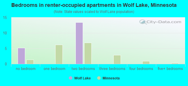 Bedrooms in renter-occupied apartments in Wolf Lake, Minnesota