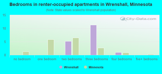 Bedrooms in renter-occupied apartments in Wrenshall, Minnesota