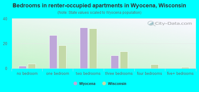 Bedrooms in renter-occupied apartments in Wyocena, Wisconsin