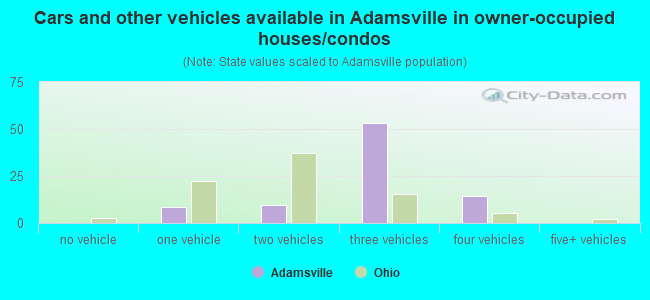 Cars and other vehicles available in Adamsville in owner-occupied houses/condos