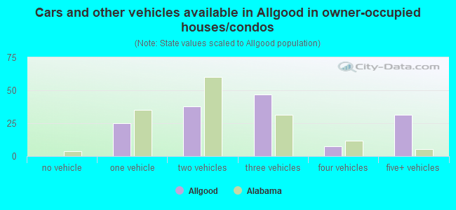 Cars and other vehicles available in Allgood in owner-occupied houses/condos