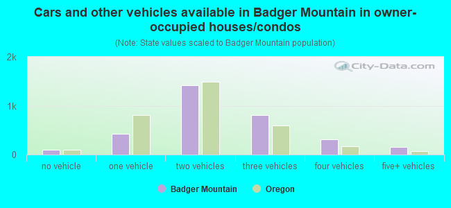 Cars and other vehicles available in Badger Mountain in owner-occupied houses/condos